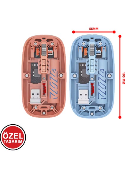 Kablosuz Mouse Şeffaf Tasarımlı Çift Mod – Şarjlı, Sessiz Tıklama MT8118 fiyatları