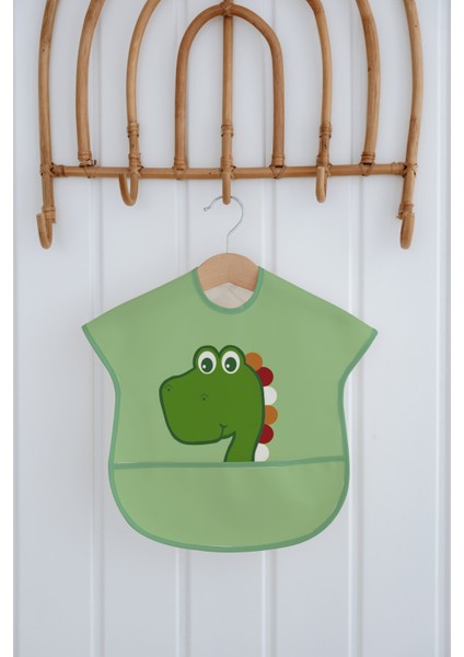 Yarım Kollu Mama Önlüğü | Kolay Temizlenebilir | Sıvı Geçirmez Bebek Beslenme Önlüğü | Dinozor Desen