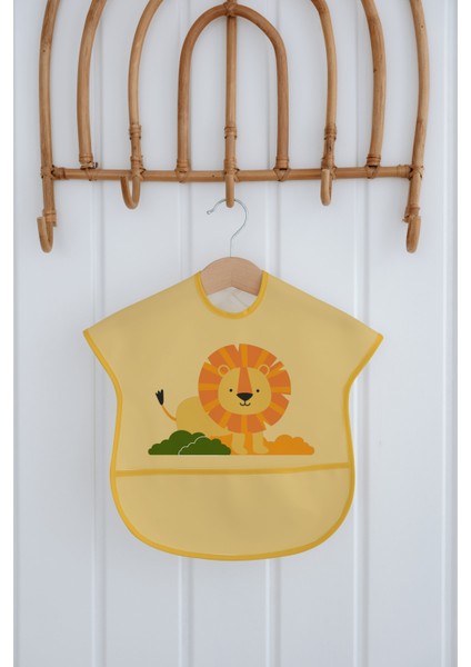 Yarım Kollu Mama Önlüğü | Kolay Temizlenebilir | Sıvı Geçirmez Bebek Beslenme Önlüğü | Aslan Desen