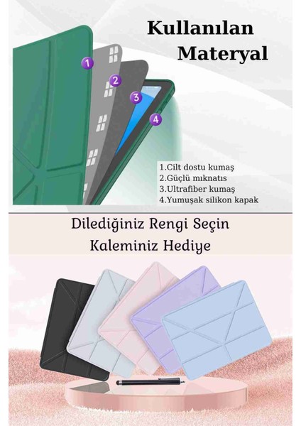Galaxy Tab S10 Ultra Uyumlu 14.6 Inç Standlı Kalem Bölmeli Tri Folding Tablet Kılıfı fırsatları