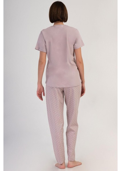 Kadın Büyük Beden Kısa Kol Pudra Pijama Takımı C0T7N2O804