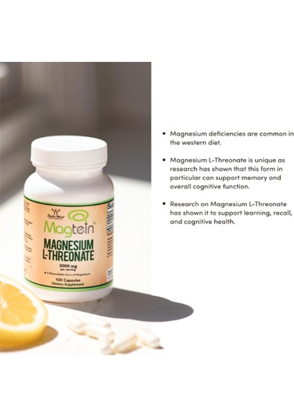 Magnesium L-Threonate (Magtein) 2000 mg 100 Kapsul.Özel Sporcu Gıdalarından. Abd MENŞEİ.4142 fırsatları