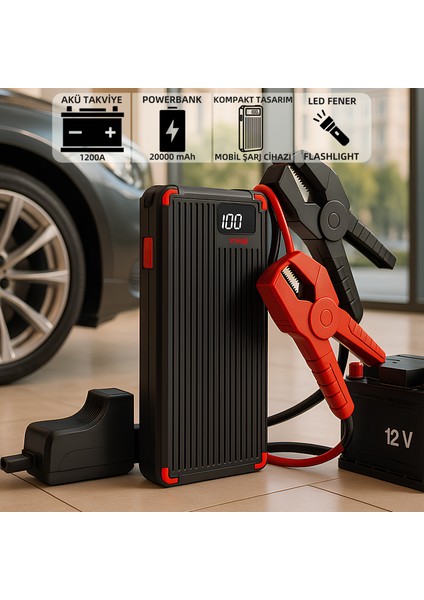 Mio D6H 20000mAh 1200A Jump Starter Hızlı Şarj Destekli Akü Takviye Cihazı + Powerbank