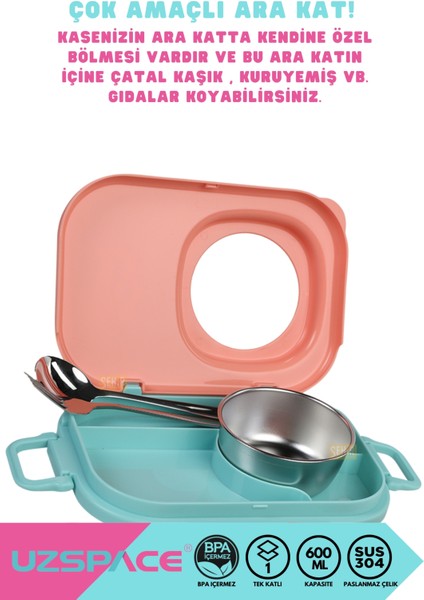 Bento 1100ML Lunchbox Yeni Koleksiyon Tek Katlı 3 Bölmeli Kaseli Çelik Sefer Tası Yemek Kutusu modelleri