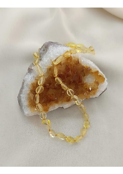 Kolye Kehribar Amber Doğaltaş Düğümlü Bebek Kolyesi