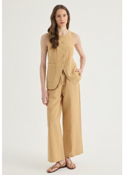 %100 Keten Pantolon