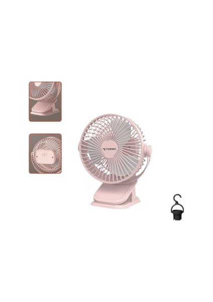 F-15 Pembe Mini Fan Vantilatör I Asma Apartlı, 800 Mah Şarjlı, Type-C Girişli, Taşınabilir Fan