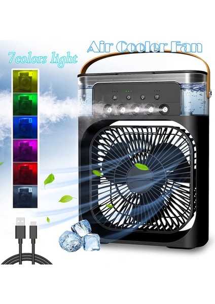 Blic BWFN10 Siyah Buzlu Vantilatör Mini Fan 5 Spreyli Su Püskürtmeli 600 ml Buhar Makinesi Nemlendirici Mini Klima