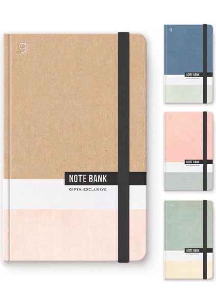 Note Bank Sert Kapak Dikişli Lastikli 13X21 96 Yaprak Not Defteri Çizgili (7351)