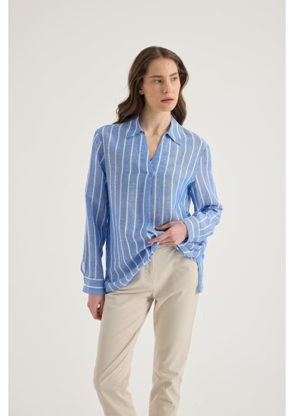 Keten Karışımlı Popover Bluz