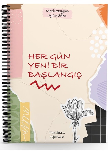 Tarihsiz Motivasyon Ajandam Stickerlı Spiralli 17X24 cm Kod:05