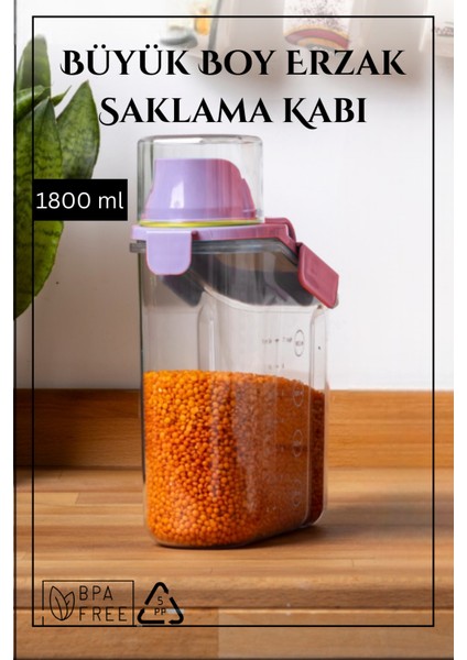 Contalı Sızdırmaz Erzak Saklama Kabı / 1800 ml / Pembe - Tekli