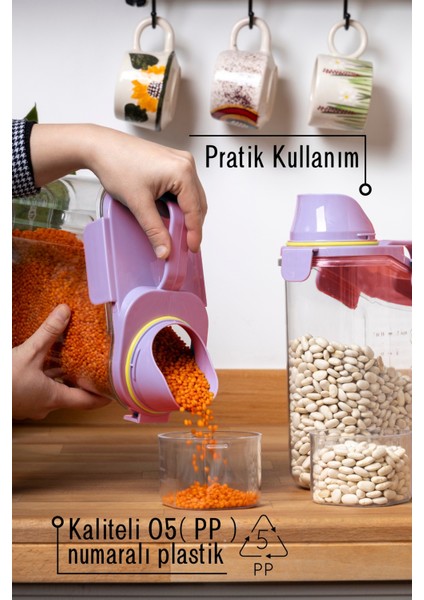 Contalı Sızdırmaz Erzak Saklama Kabı / 1800 ml / Pembe - Tekli