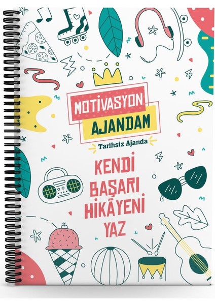 Tarihsiz Motivasyon Ajandam Stickerlı Spiralli 17X24 cm Kod:03