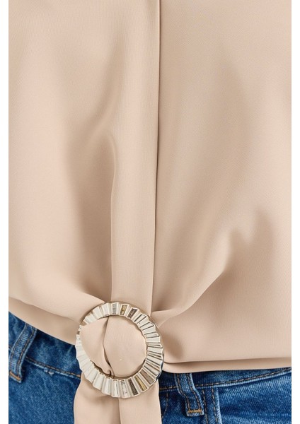905 Oversize Dökümlü Bluz - Bej