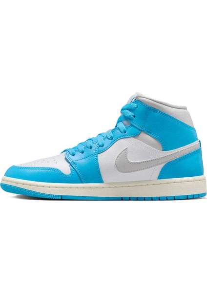 Air Jordan 1 Mid Unisex Leather Sneaker Hakiki Deri Bilekli Günlük Spor Ayakkabı Beyaz Mavi fiyatları