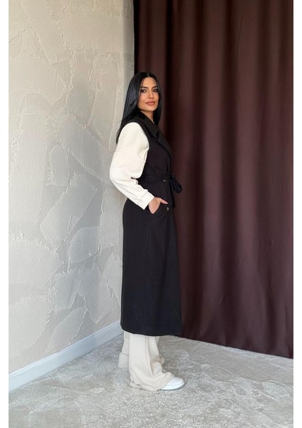 Siyah Kolsuz Kaşe Kaban
