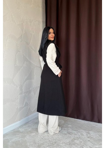 Siyah Kolsuz Kaşe Kaban