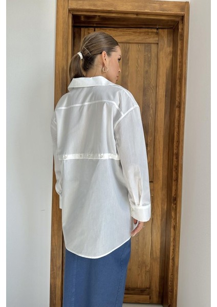 Beyaz Beli Ayrılabilen Poplin Gömlek