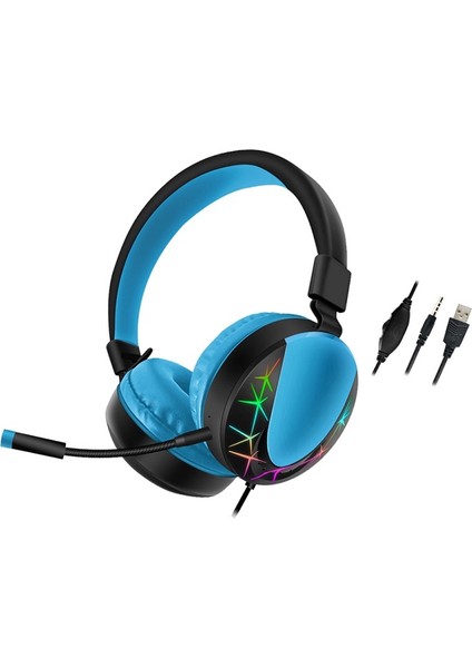 Akz 021 Kablolu Mikrofonlu Işıklı Oyuncu Kulaklığı Rgb Mavi fiyatları