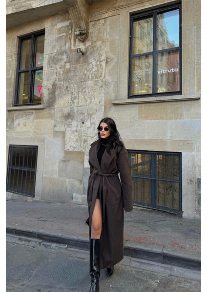 Kaşe Kaban Maxi - Kahverengi