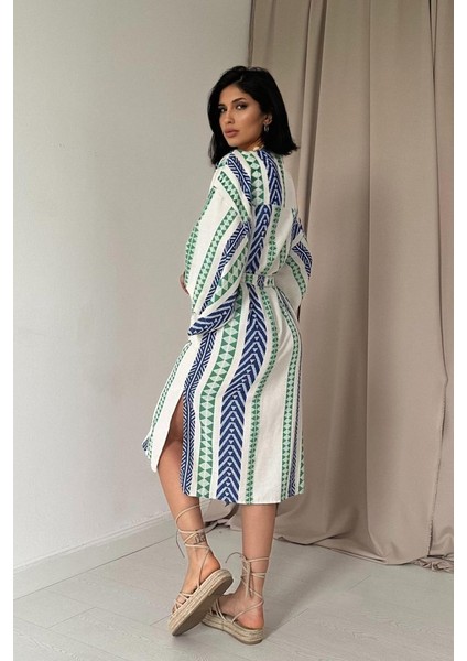 Mavi Desenli Kimono