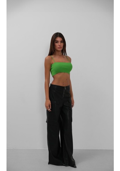 Ince Askılı Crop Top