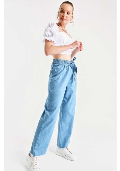 6469 Bol Paça Jeans Pantolon - Mavi