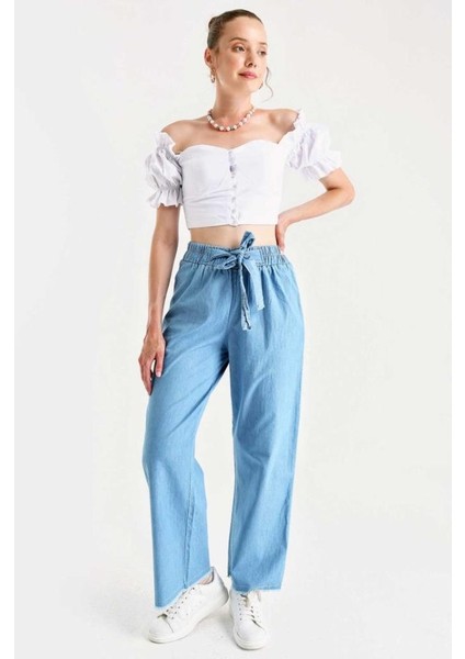 6469 Bol Paça Jeans Pantolon - Mavi