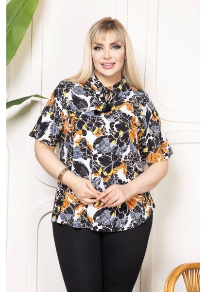 Bebe Yaka Püskül Detaylı Bluz - Desenli