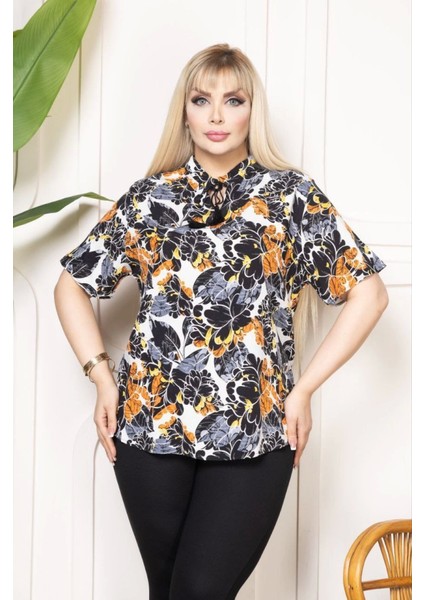 Bebe Yaka Püskül Detaylı Bluz - Desenli