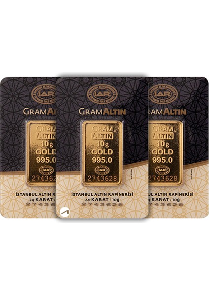 3 Adet 10 gr 24 Ayar Iar Gram Altın