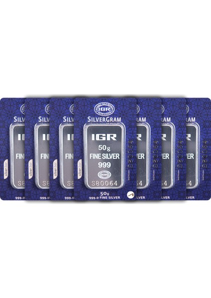 7 Adet Iar 50 gr Gümüş Külçe