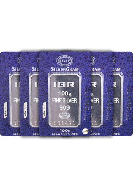 Rimagold 5 Adet 100 gr Gümüş Külçe