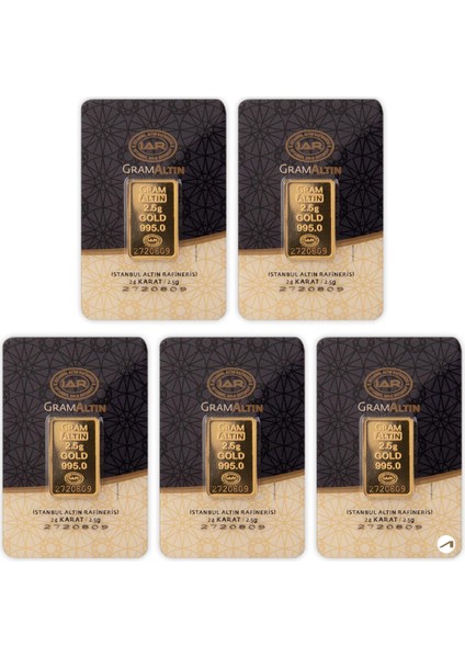 5 Adet 2.5 gr 24 Ayar Gram Altın