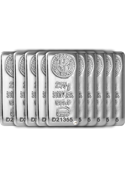 10 Adet Nadirgold 250 gr Gümüş Külçe