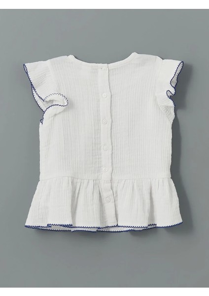 Lcw Kids Beyaz Müslin Pamuklu Kız Çocuk Bluz ve Pantolon 2'li