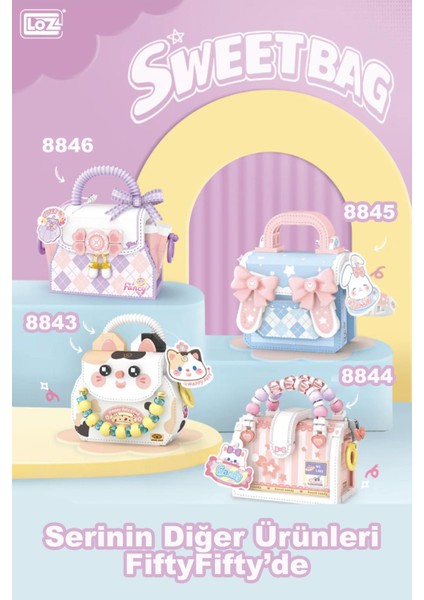 Loz Micro Block Sweet Bag Serisi Kedi Figürlü Çanta 360 Parça Oyuncak Yapım Seti FFLZ-8843