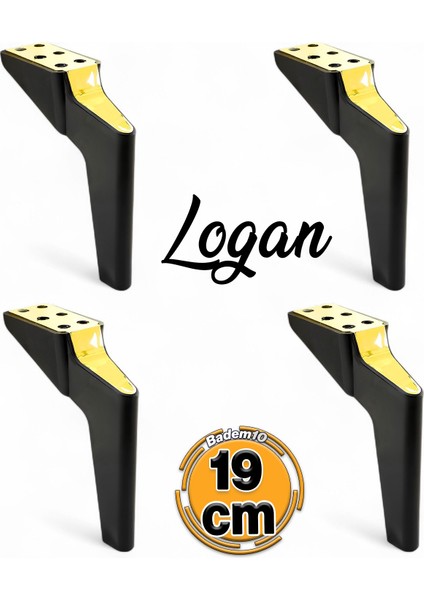Logan 19 cm Siyah Altın 4 Adet Set Mobilya Tv Ünitesi Konsol Koltuk Kanepe Destek Ayağı Ayakları M8