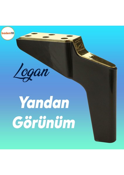 Logan 19 cm Siyah Altın 4 Adet Set Mobilya Tv Ünitesi Konsol Koltuk Kanepe Destek Ayağı Ayakları M8