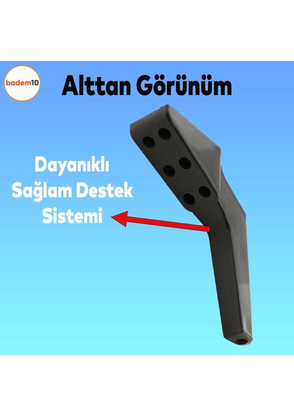 Logan 19 cm Siyah Altın 4 Adet Set Mobilya Tv Ünitesi Konsol Koltuk Kanepe Destek Ayağı Ayakları M8
