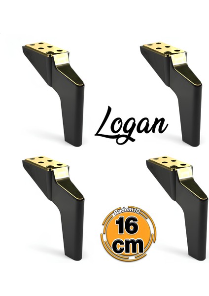 Logan 4 Adet Set 16 cm Siyah Altın Mobilya Tv Ünitesi Koltuk Kanepe Destek Ayağı Ayakları M8 Civata