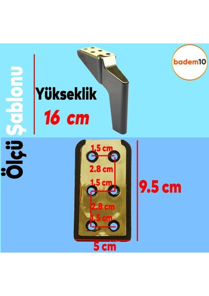 Logan 4 Adet Set 16 cm Siyah Altın Mobilya Tv Ünitesi Koltuk Kanepe Destek Ayağı Ayakları M8 Civata fiyatları