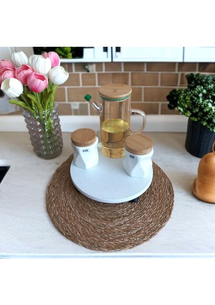 24CM Mermer Desenli Ayaklı Sunumluk