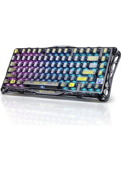 Mercury K1 Lite Rgb Kablosuz Mekanik Gaming Klavye, Ingilizce Q, Transparan Siyah
