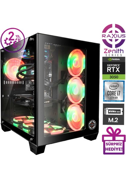 Zenith Z1 I7 3050-127F015 I7-12700F 64GB 1tb SSD RTX3050 6 GB W11P Gaming Masaüstü Bilgisayar