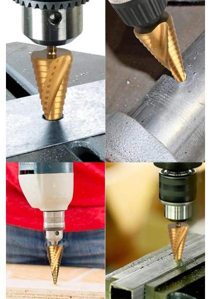 Kademeli Matkap Ucu Şarjlı Matkap Ucu 3 Farklı Boyutta Metal Başlıklı Sac Delme Panç Seti Tornavida modelleri