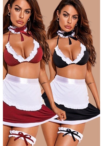 Siyah Kırmızı Kostüm Ikli Set 50888SK