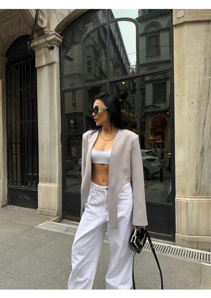 Crop Ceket Bağlama Kuyruklu - Gri fiyatları