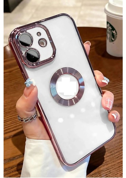 iphone 12 Uyumlu Extra Kamera Korumalı (Kamerası Cam Lensli) Lazer Lüx Kılıf (Logo Gösteren)